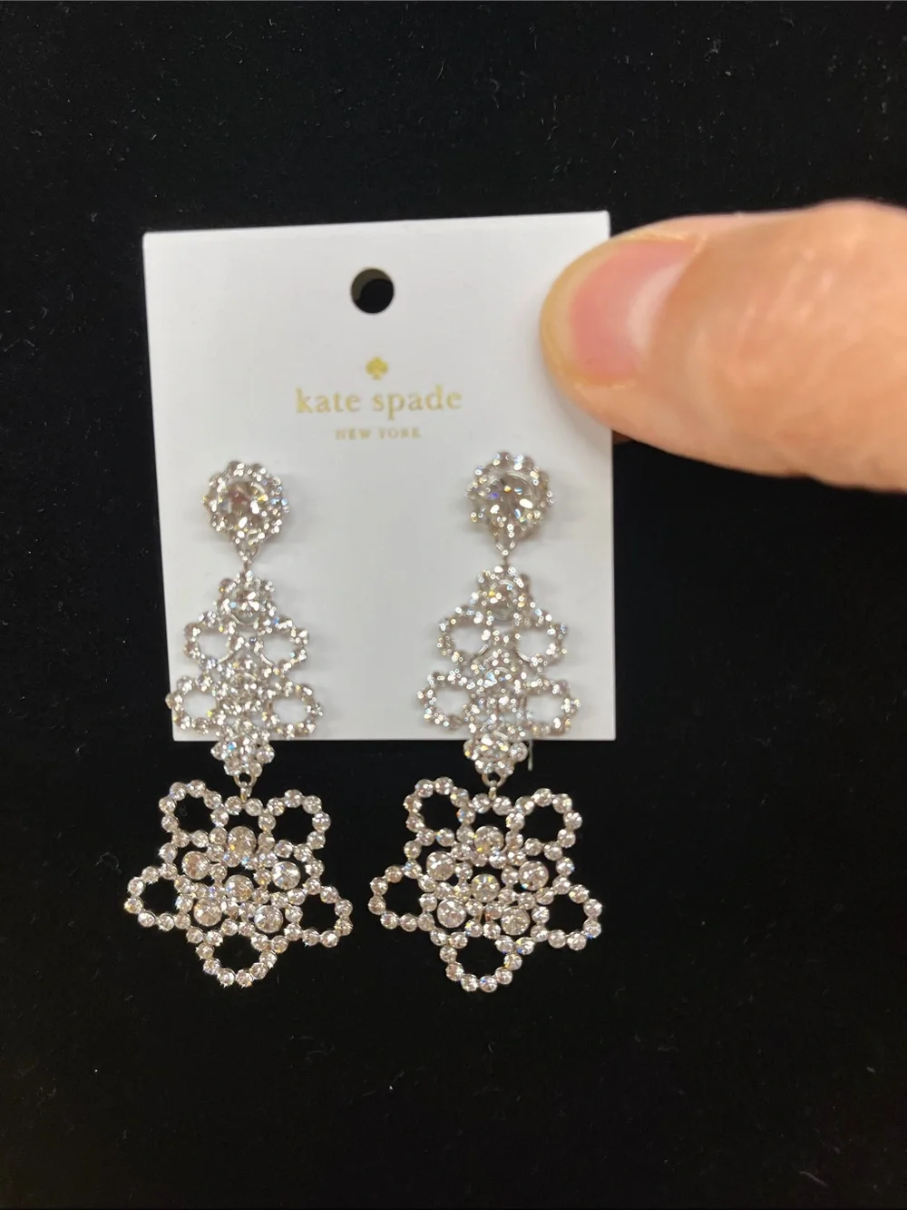 kate spade silver crystal floral chandelier earrings